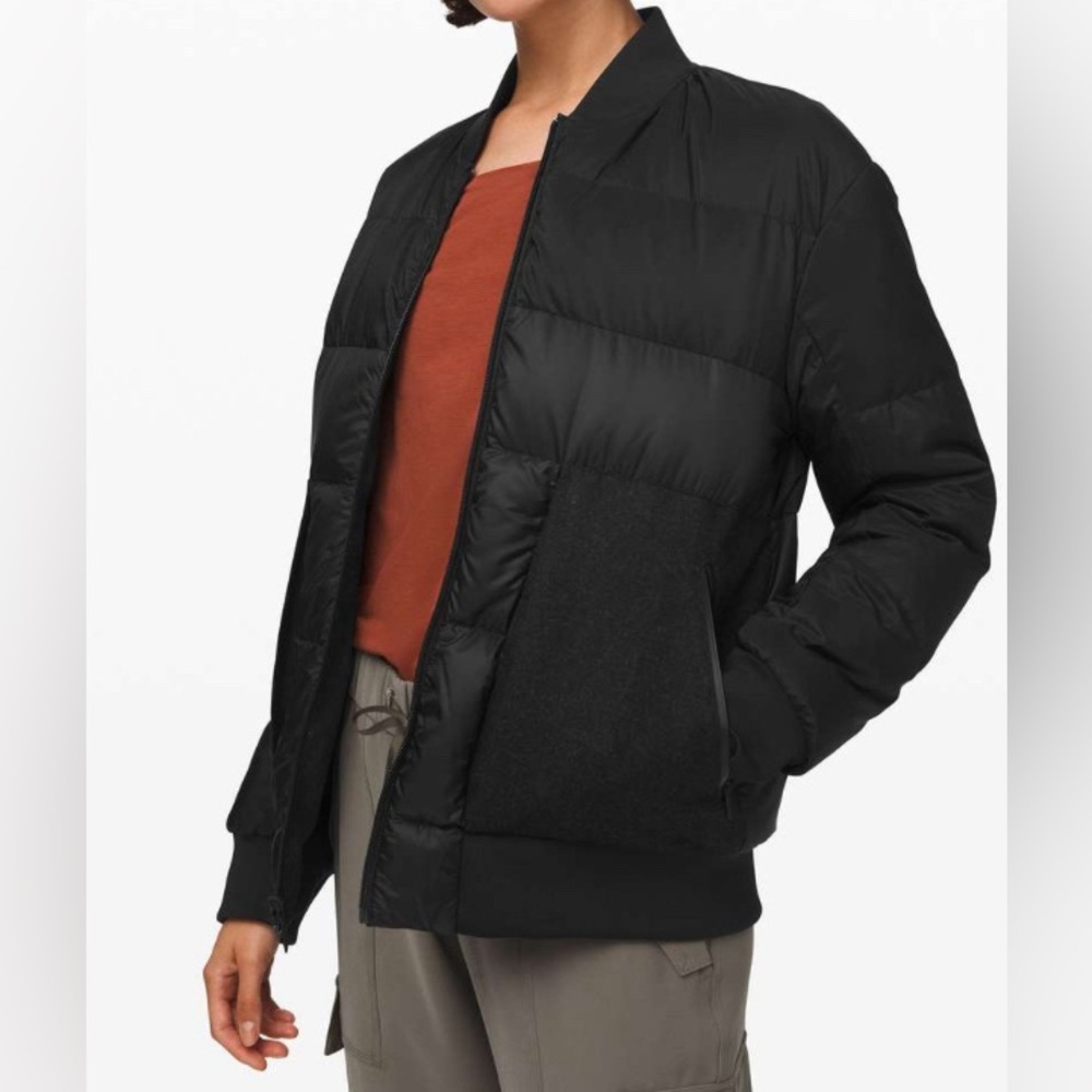 NWOT Lululemon Roam Far Wool Bomber Black / Heathered Black - Picture 3 of 14